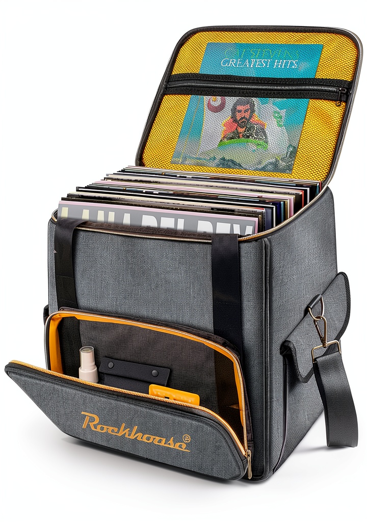 Rockhouse vinyl record bag being carried onto a stage